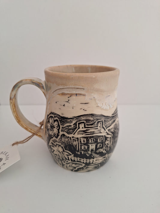 Hand-carved Country Cottage Mug