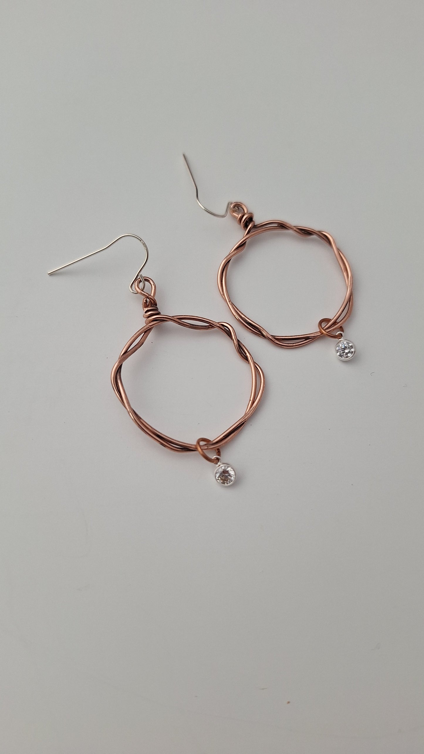 Twisted Hoop Earrings - Copper