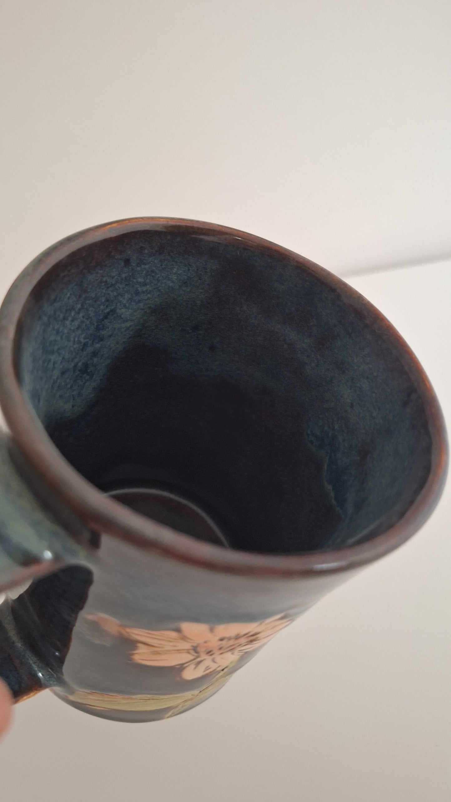 Hand Carved Botanical Stoneware Mug – Cosmo Floral - One of a Kind Sgraffito Mug