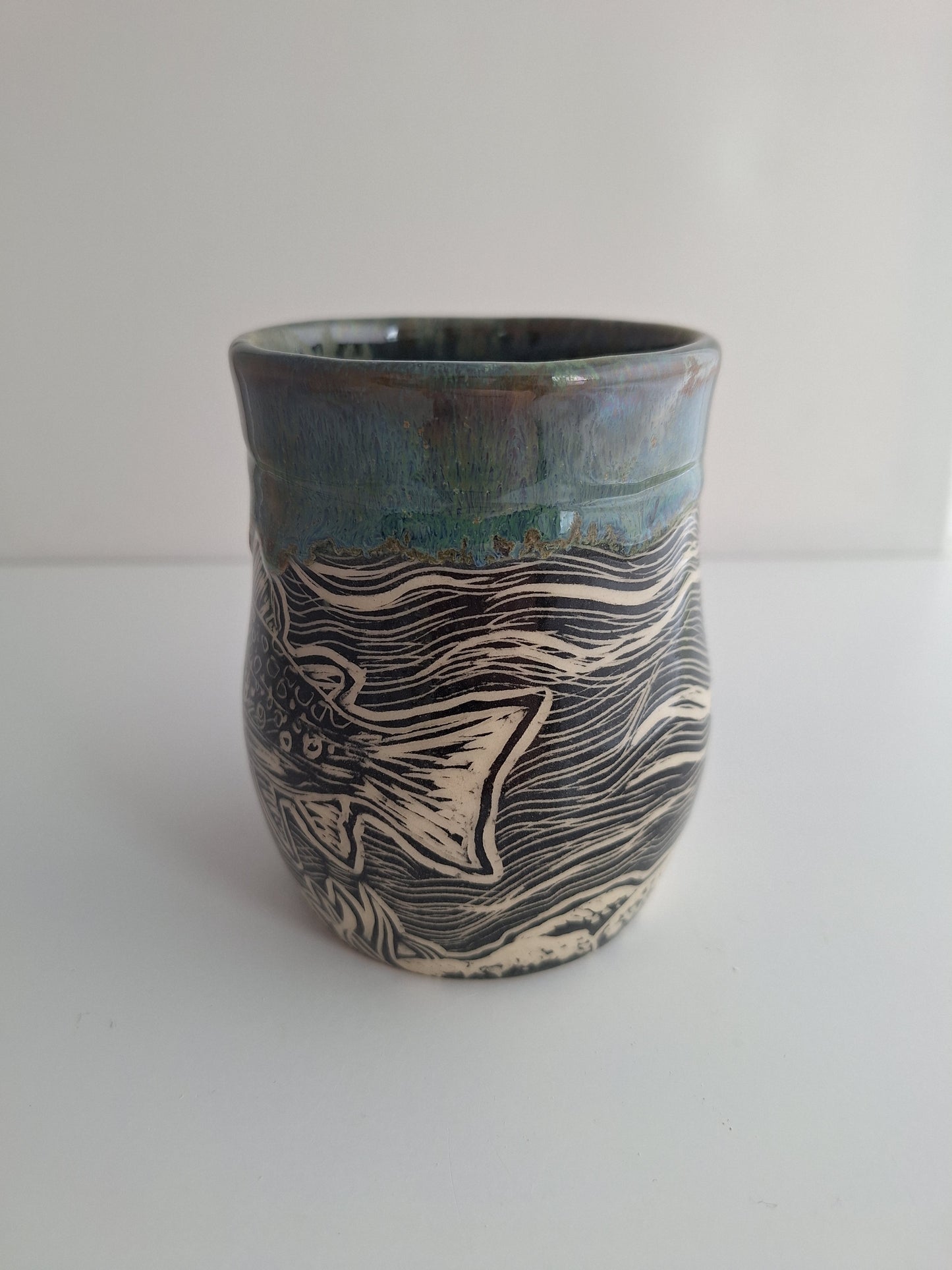 Hand-carved Trout Mug