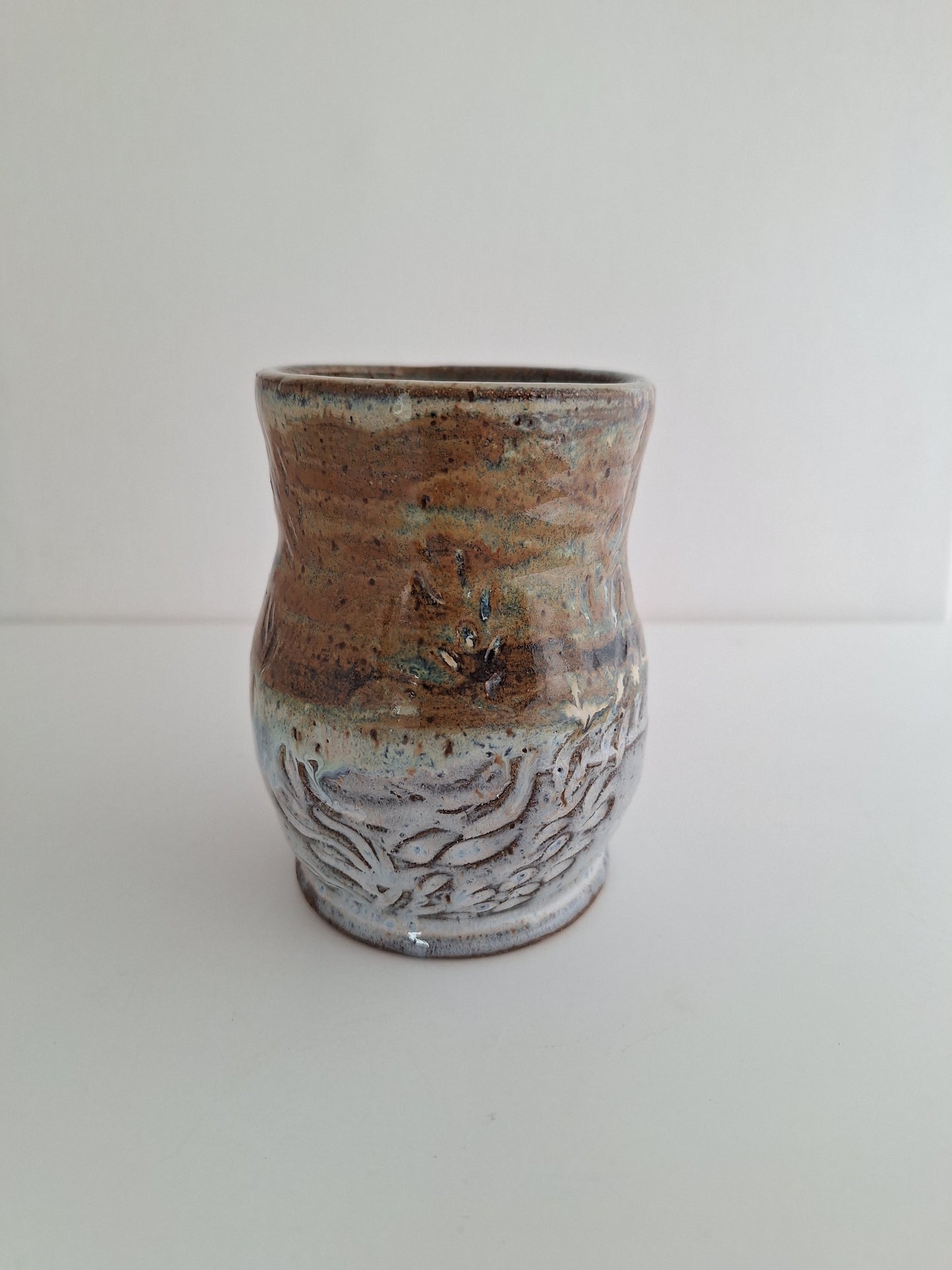 Hand Carved Stoneware Mug – Earthy Texture - One of a Kind Mug