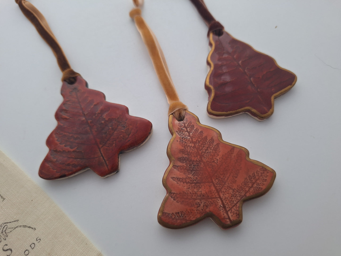 Fern Tree Ornaments - Red & pink