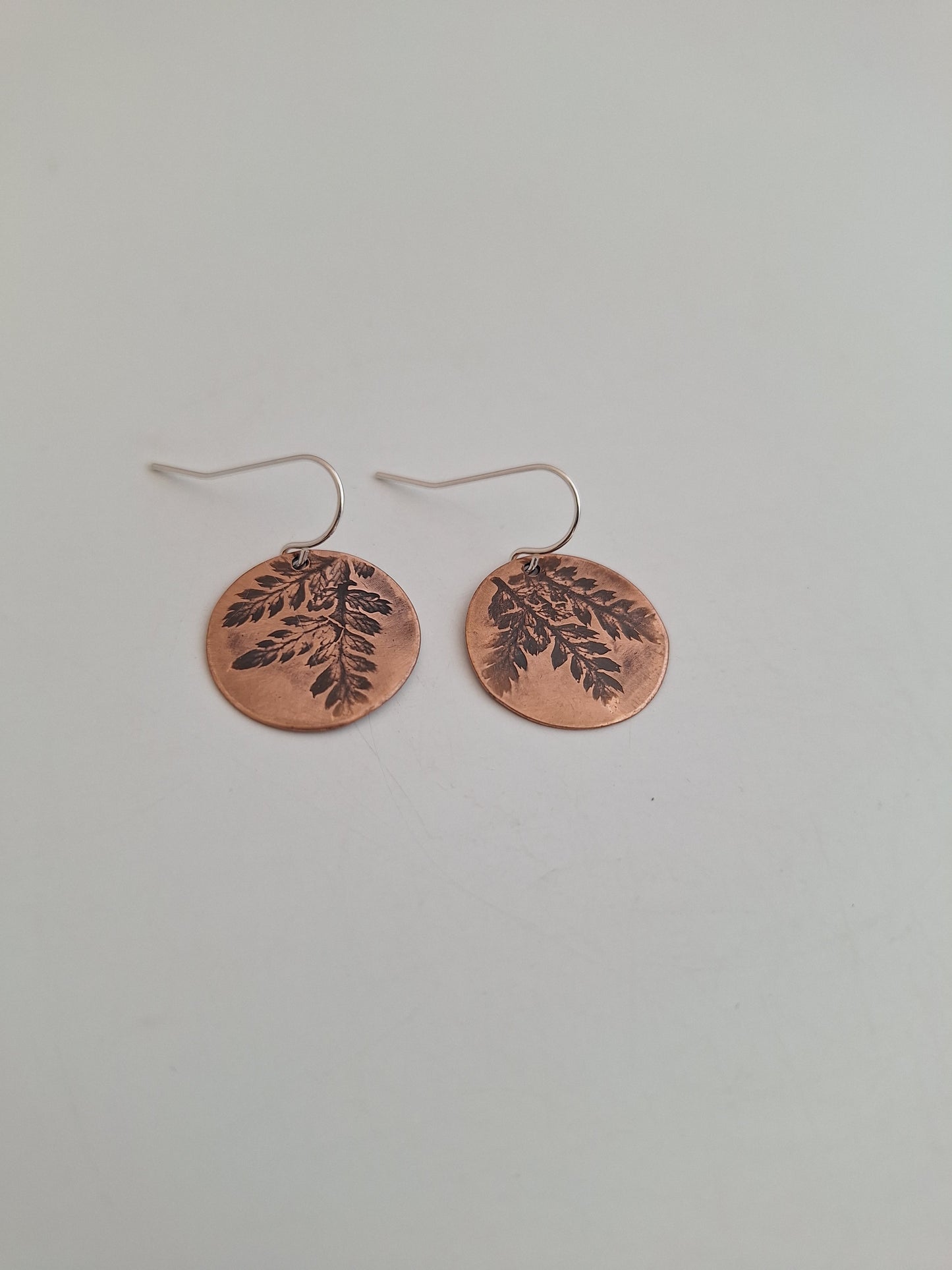 Pressed Fern Copper Earrings — Botanical Imprint (One of a Kind)
