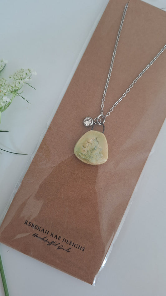 Botanical Imprint Necklace, ceramic