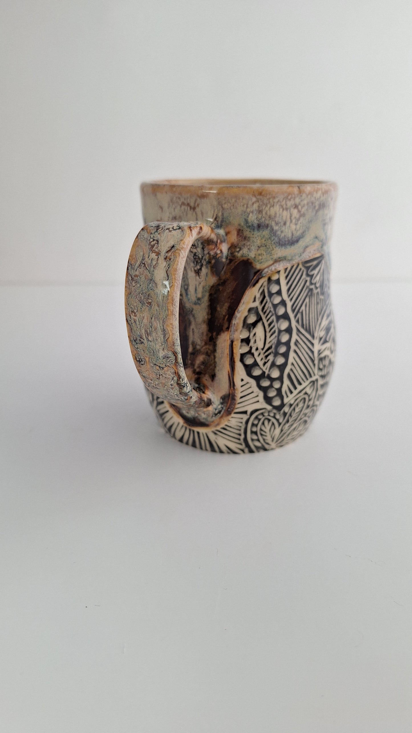 Hand-carved Botanical Mug