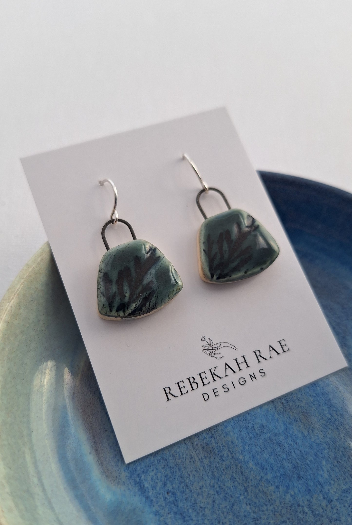 Botanical Stoneware Earrings – Sterling Silver Ear Wires – One of a Kind