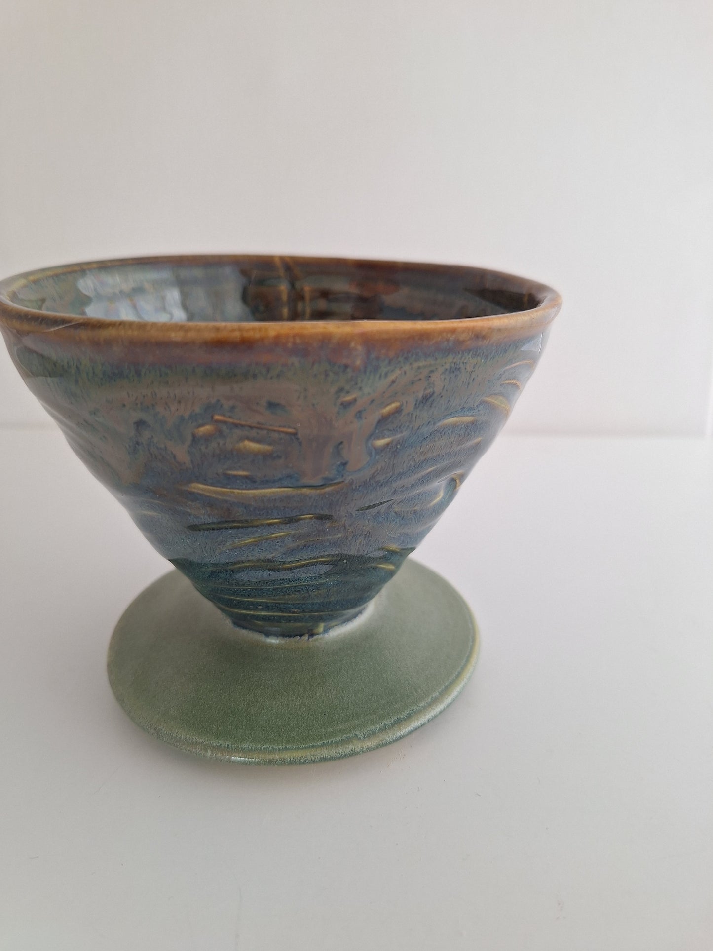 Hand-Carved Pour Over Coffee Dripper, Stoneware