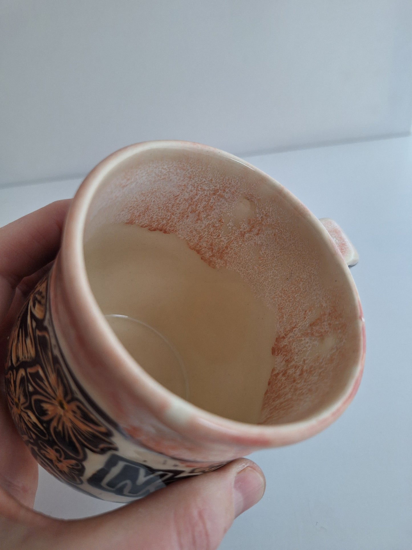 Hand-carved No Rain No Flowers Mug