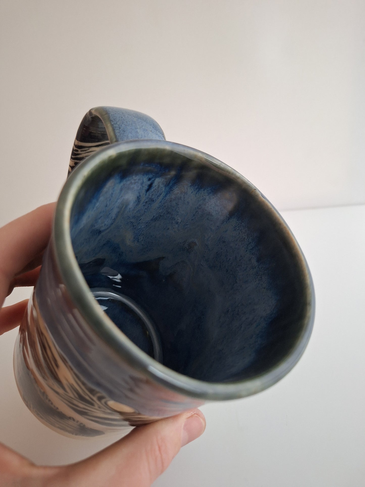 Hand-carved Winter Cabin Mug
