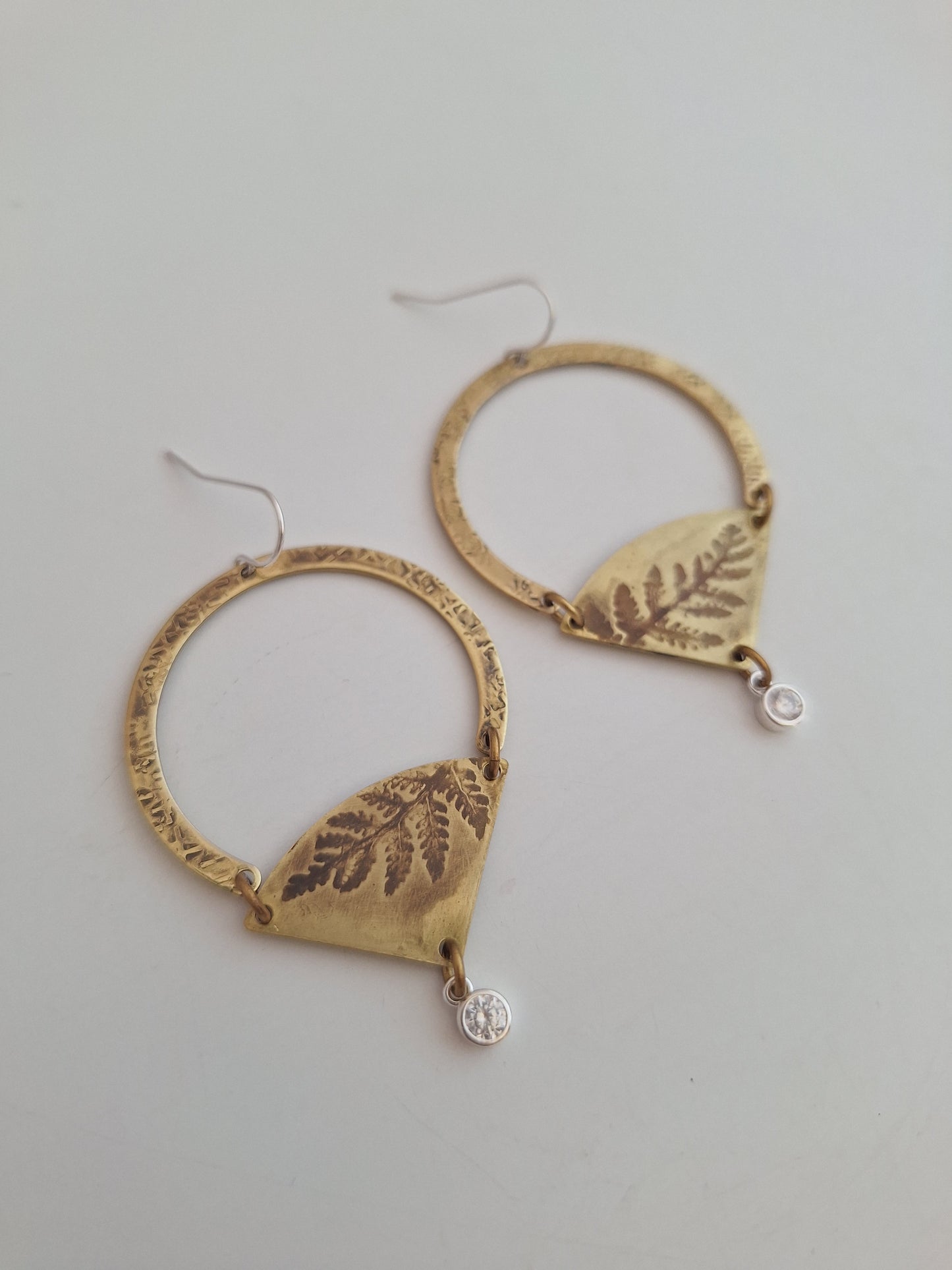 Pressed Wild Fern Brass Earrings — Botanical Imprint (One of a Kind)